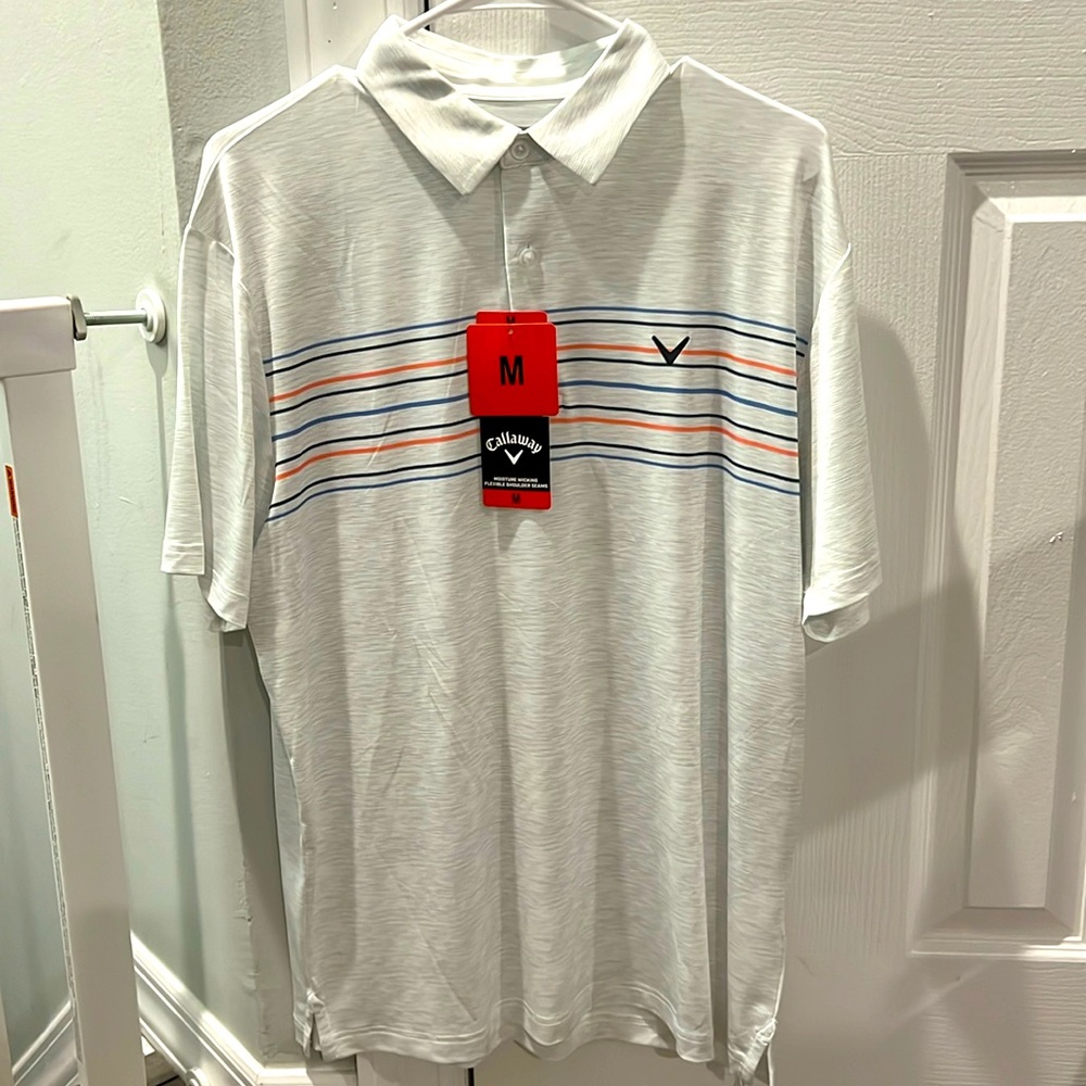 Men’s white callaway opti-dri golf shirt new with tags